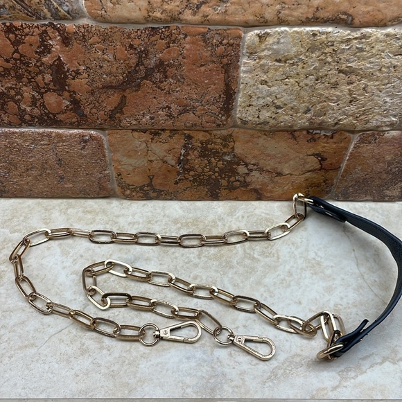 Replacement Strap Chain Crossbody Bag Black Gold Tone Shoulder Purse - Picture 2 of 10